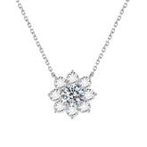 Radiant Sunflower Lab-Grown Diamond Necklace (18K White Gold & Platinum)