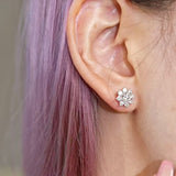 Radiant Sunflower Lab-Grown Diamond Stud Earrings (18K White Gold & Platinum)