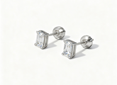 Emerald Shaped Lab Grown Diamond Stud Earrings