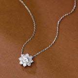 Radiant Sunflower Lab-Grown Diamond Necklace (18K White Gold & Platinum)