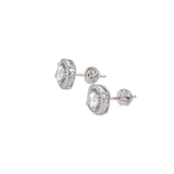 Halo Round 4 prong Lab Grown Diamond Stud Earrings (Pair)