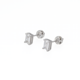 Emerald Shaped Lab Grown Diamond Stud Earrings