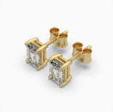 Emerald Shaped Lab Grown Diamond Stud Earrings
