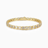18K Yellow Gold Bezel-Set Emerald-Cut Lab-Grown Diamond Bracelet