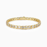 18K Yellow Gold Bezel-Set Emerald-Cut Lab-Grown Diamond Bracelet