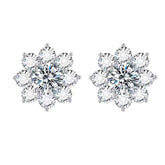 Radiant Sunflower Lab-Grown Diamond Stud Earrings (18K White Gold & Platinum)