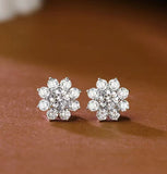 Radiant Sunflower Lab-Grown Diamond Stud Earrings (18K White Gold & Platinum)
