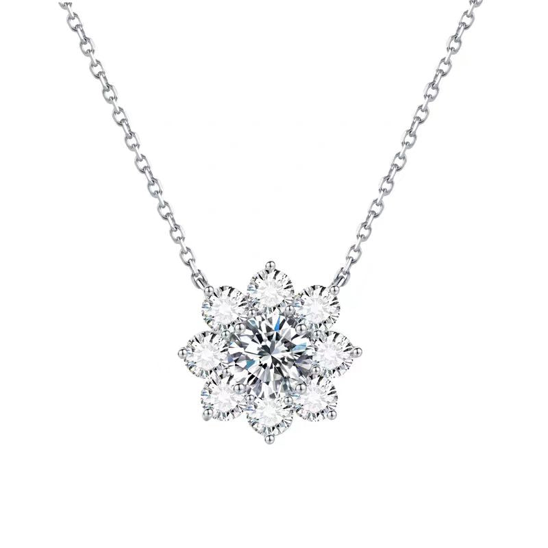 Radiant Sunflower Lab-Grown Diamond Necklace (18K White Gold & Platinum)