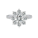 Radiant Sunflower Lab-Grown Diamond Ring (18K White Gold & Platinum)