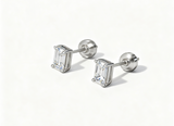 Emerald Shaped Lab Grown Diamond Stud Earrings