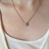 Radiant Sunflower Lab-Grown Diamond Necklace (18K White Gold & Platinum)