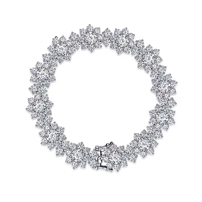 Blushing Sunflower Cluster Lab-Grown Diamond Bracelet (18K White Gold & Platinum)