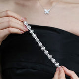 Blushing Sunflower Cluster Lab-Grown Diamond Bracelet (18K White Gold & Platinum)