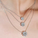 Radiant Sunflower Lab-Grown Diamond Necklace (18K White Gold & Platinum)