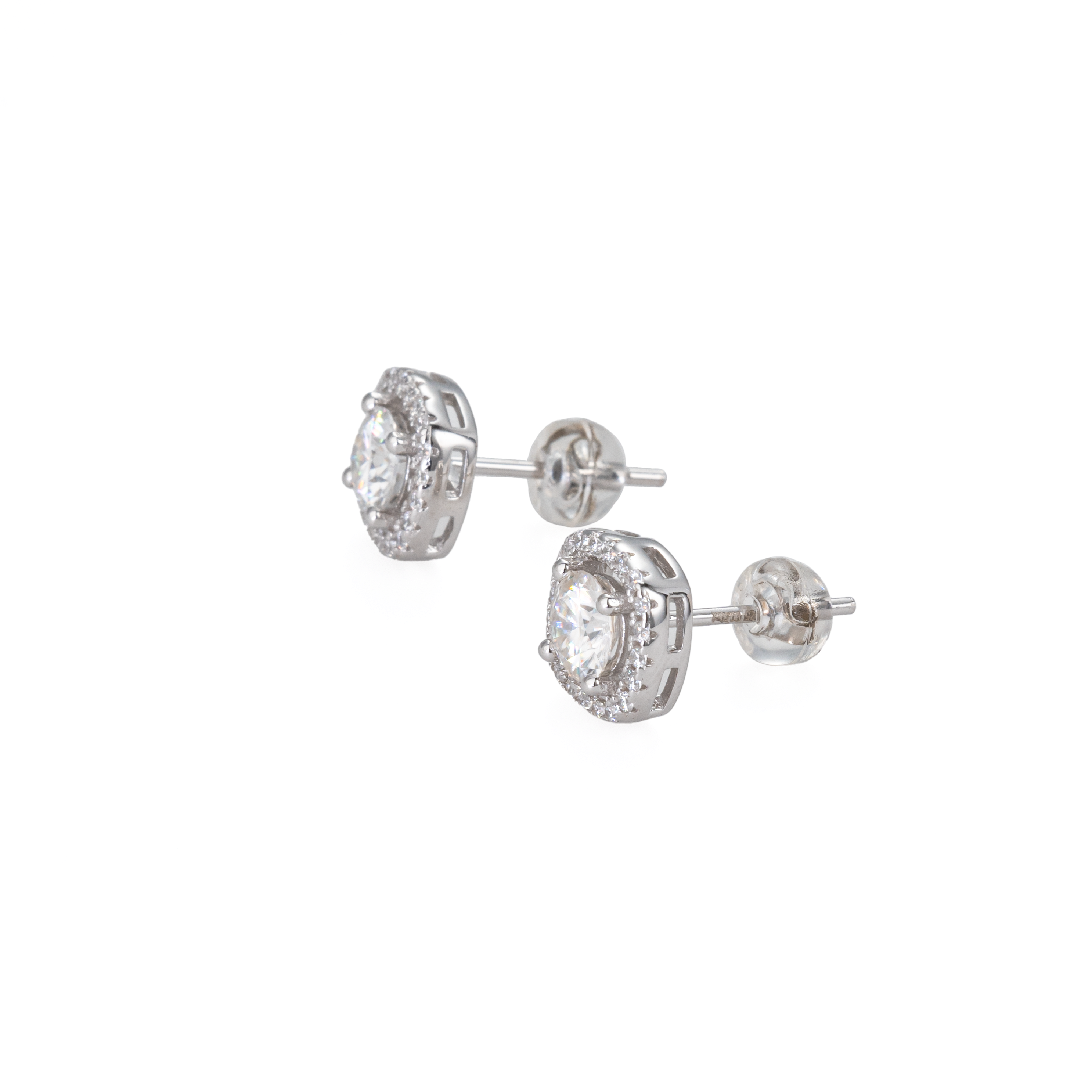 Halo Round 4 prong Lab Grown Diamond Stud Earrings (Pair)