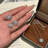 Radiant Sunflower Lab-Grown Diamond Stud Earrings (18K White Gold & Platinum)