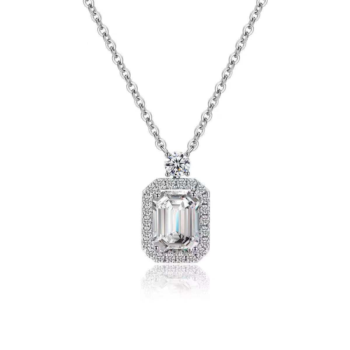 Elegant Perfume Bottle Emerald-Cut Lab-Grown Diamond Pendant Necklace